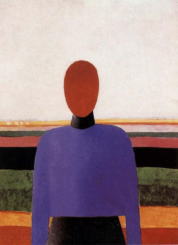 Kasimir Malevich The Bust of girl  wear purple dress